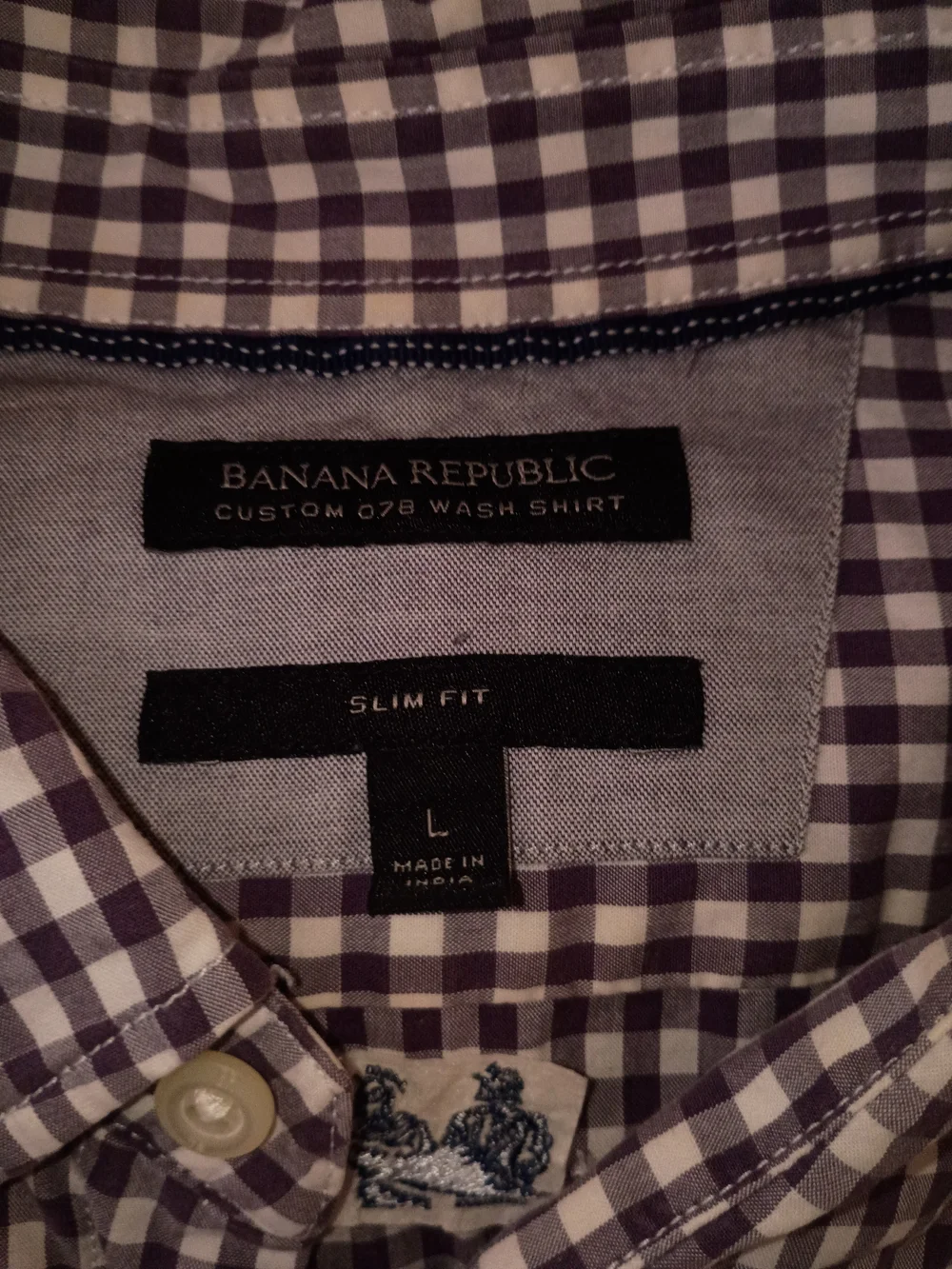 Banana Republic Men's Purple Gingham Button-Down Shirt - Casual Comfort
